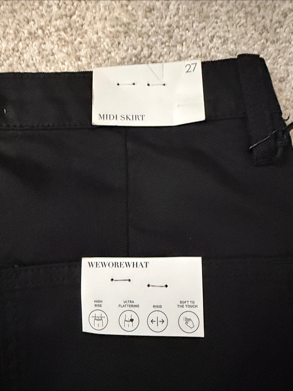 WeWoreWhat women's Black Cotton-Blend Midi Skirt with Front Slit - Picture 8 of 9